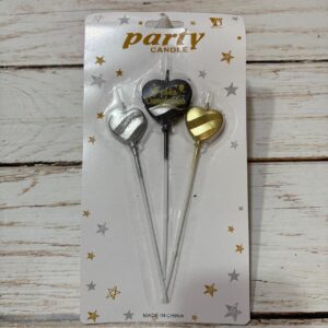 Vela Metalizada Corazon Feliz Cumple x 3 unid. IMP.38412