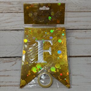 Cartel Feliz Cumple Laser Circulos Dorado  IMP 38357