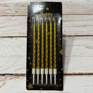 Vela Metalizada Torneada Dorada con Portavela 13 cms x 6 unid. IMP 38463