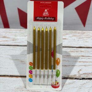 Velas 13 cms  Metalizadas Dorada con Portavela x 6 unid. IMP. 43793