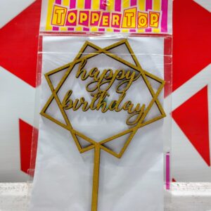 Pinche Adorno Fibrofácil HAPPY BIRTHDAY Dorado  C.A. 44682