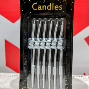 Vela Metalizada Resorte  Plateada 12 Cm. c/Portavela 6 Unid. IMP. 44636