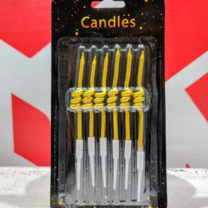 Vela Metalizada Resorte  Dorada 12 Cm. c/Portavela 6 Unid. IMP.44638