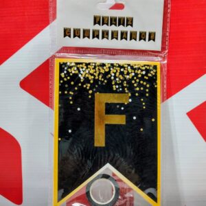 BANDERIN ESTAMPADO CONFETTI FELIZ CUMPLEAÑOS NEGRO IMP 45075