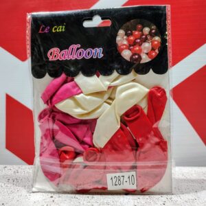 SET 20 GLOBOS LATEX PERLADO 9 PULG 1.3GR TRICOLOR FUCXIA /BLANCO/ ROJO IMP.45090