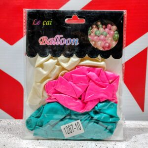SET 20 GLOBOS LATEX PERLADO 9 PULG 1.3GR TRICOLOR VERDE /BLANCO/ ROSA IMP.45092