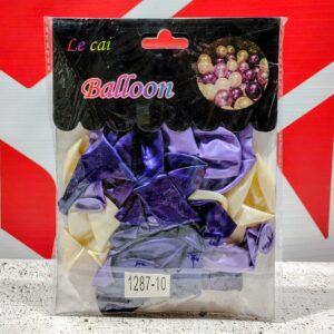 SET 20 GLOBOS LATEX PERLADO 9 PULG 1.3GR TRICOLOR LILA/BLANCO/VIOLETA IMP 45088