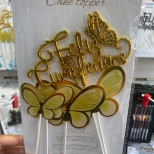 Cake Topper Feliz Cumpleaños 3D Mariposas Doradas x 5 unid. IMP. 52407