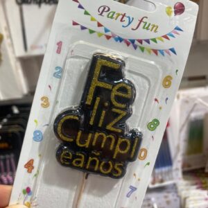 Vela Cake Topper Feliz Cumpleaños Dorado y Negro IMP. 52403