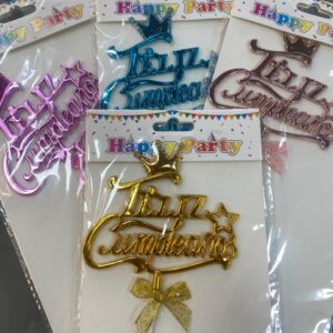 Cake Topper Feliz Cumpleaños Corona Estrella Colores Surtidos IMP. 52293