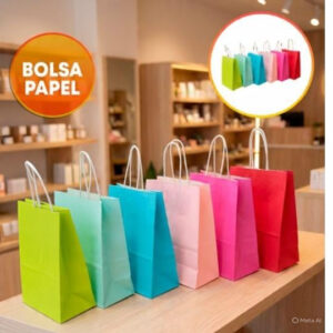 Bolsa de Papel con Manijas 22x10x30 cm. Colores Surtidos