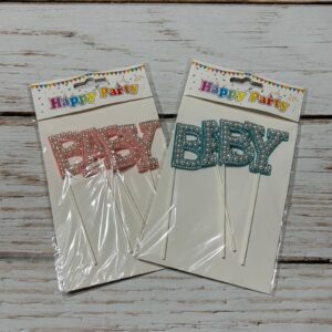 Cake Topper 4 Piezas - Baby c/Perlas Celeste/Rosa IMP. 58998