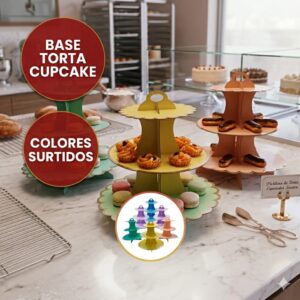 BASE PORTA CUPCAKE DE 3 PISOS CANDY BAR COLORES SURTIDOS IMP 62505