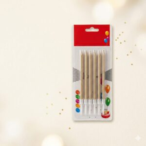 Velas Metalizadas champagne de 13 Cm. con Portavela x 6 unid. IMP. 67015