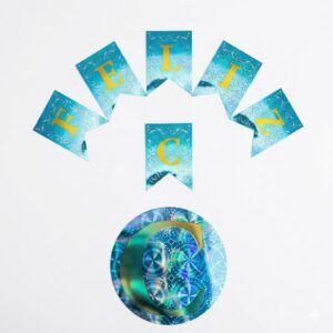 Banderín Metalizado Láser Ondas Feliz Cumpleaños Celeste IMP. 67040