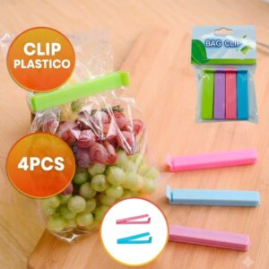Clip Plástico 4 Piezas p/ Cerrar Bolsas - IMP 74047