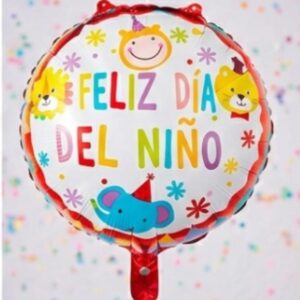 GLOBO METALIZADO X1 REDONDO 18PULG (45CM) FELIZ DIA DEL NIÑO