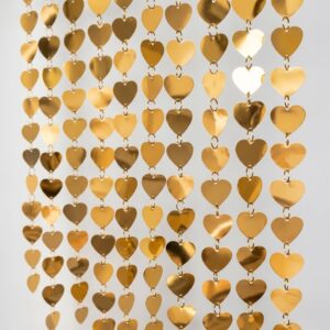 TIRAS DE LENTEJUELAS METALIZADAS CORAZON 10 TIRAS X 1MTS 27PCS C/U DORADO 76483