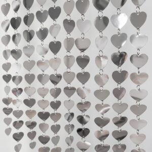 TIRAS DE LENTEJUELAS METALIZADAS CORAZON 10 TIRAS X 1MTS 27PCS C/U PLATEADO 76482