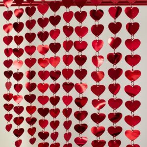 TIRAS DE LENTEJUELAS METALIZADAS CORAZON 10 TIRAS X 1MTS 27PCS C/U ROJO 76479