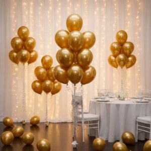 SET 10 GLOBOS LATEX CHROME 10 PULG 1.8 G DORADO 76452