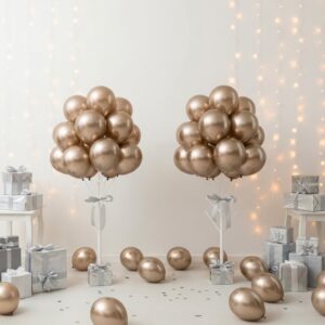 SET 10 GLOBOS LATEX CHROME 10 PULG 1.8 G CHAMPAGNE 76447