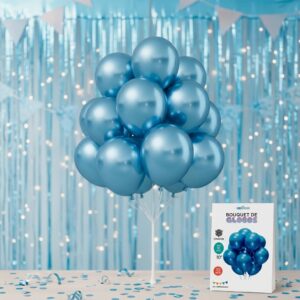 SET 10 GLOBOS LATEX CHROME 10 PULG 1.8 G CELESTE 76453