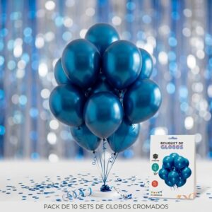 SET 10 GLOBOS LATEX CHROME 10 PULG 1.8 G AZUL 76448