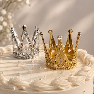 CORONITA METAL CON STRAS ADORNO TORTA /SOUVENIRS 3,5 X 3 CMS IMP 31203